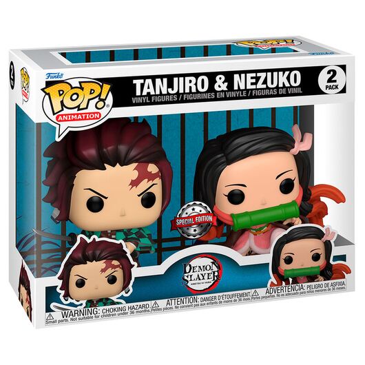 FUNKO POP pack 2 figures Demon Slayer Kimetsu no Yaiba Tanjiro & Nezuko Exclusive