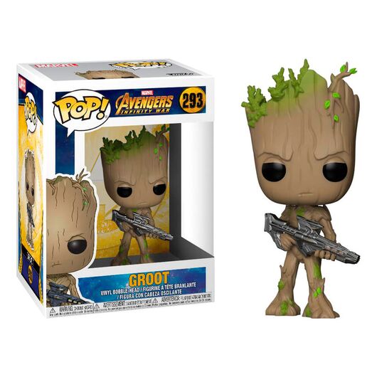 FUNKO POP figure Marvel Avengers Infinity War Teen Groot with Gun