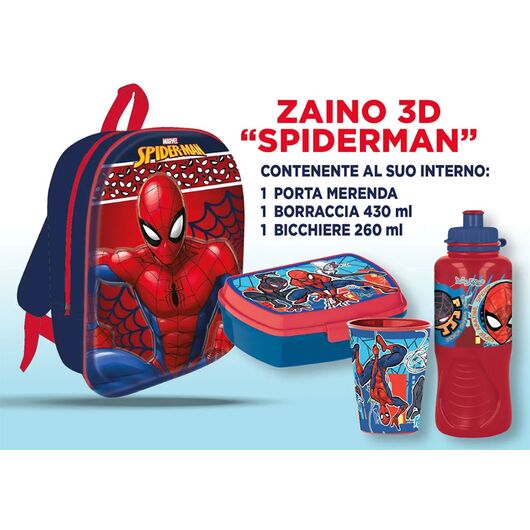 Zaino + Gift Set 3 in 1 Spider-Man 3D