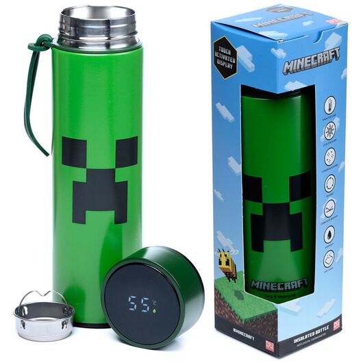 PUCKATOR Minecraft thermos stainless steel bottle thermometer 450ml