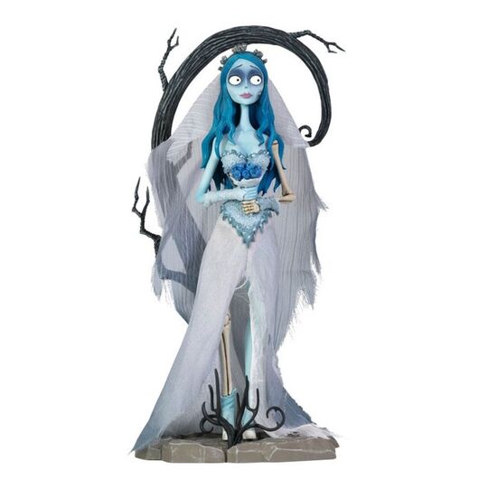 Corpse Bride Emily w/Blue Bouquet and Tree Behind