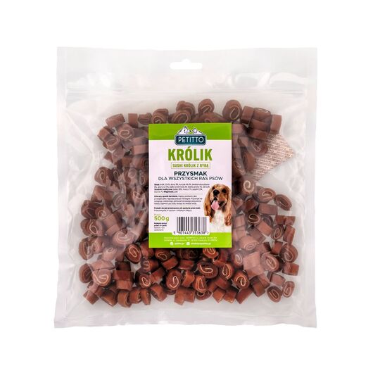 PETITTO- Sushi Królik z Rybą - Przysmak dla psa - 500g