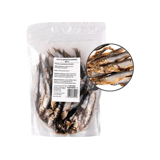 PETITTO Szprotki suszone przysmak dla psa 500g
